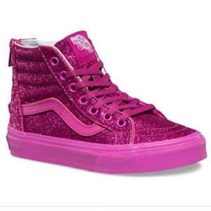 Vans Girls Sk8 Hi-Zip Old Skool Pink Glitter